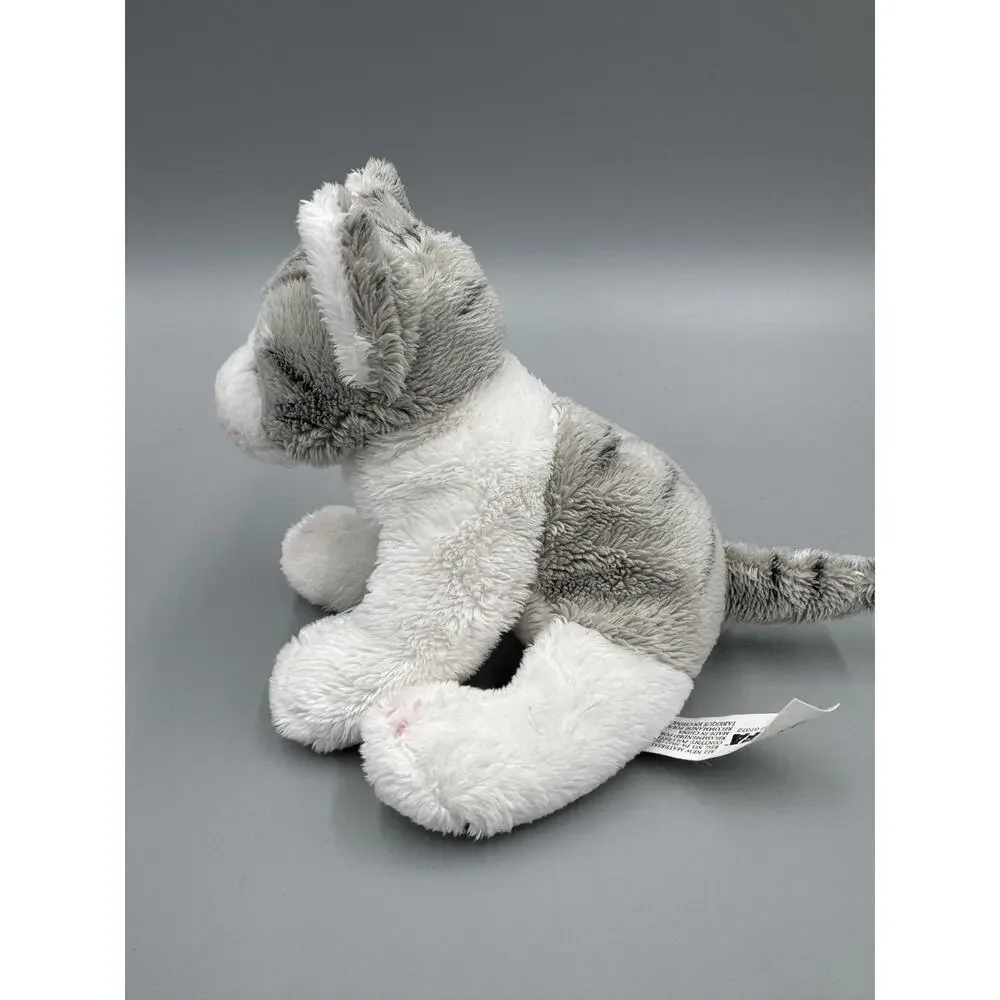 GIFFA Gray White Striped Tabby Cat Plush Small 5 Inch Stuffed Animal
